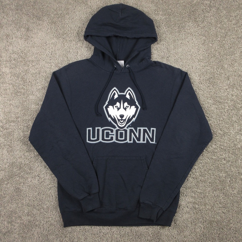 UCONN Huskies Sweater Mens Small Blue Hoodie Sweatshirt Champion Basketball NCAA
